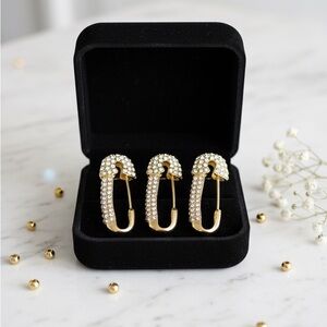 Sparkling Gold and Silver Safety Pin broaches